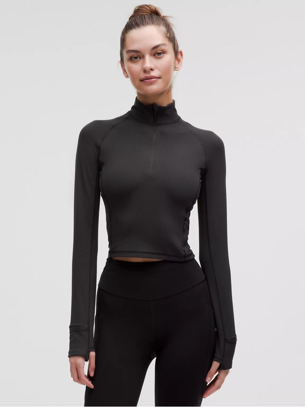 Lululemon It's Rulu Ribbed Half Zip Black Jacket